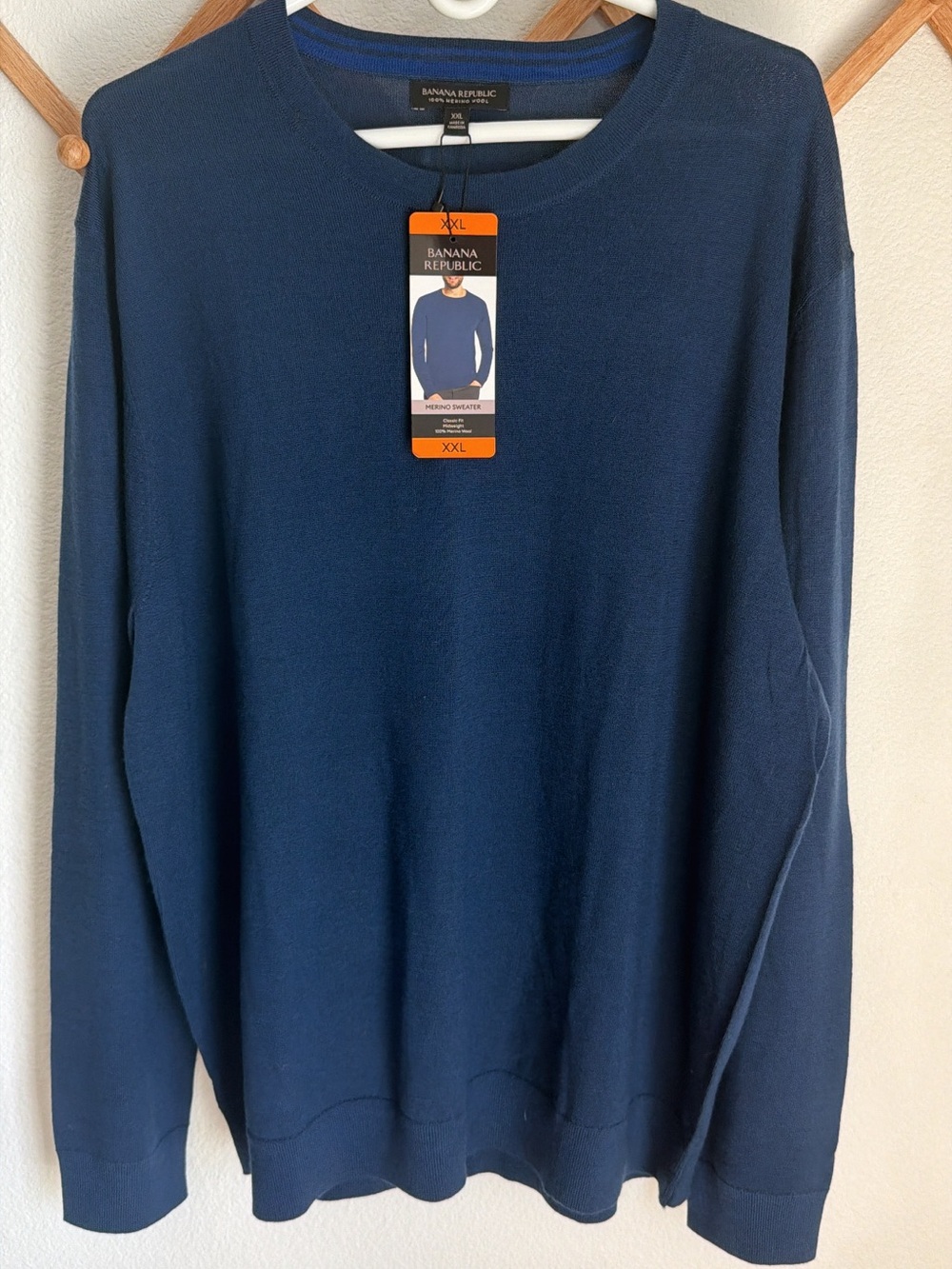Banana Republic Men's Dark Navy Merino Wool Crewneck Sweater - XXL